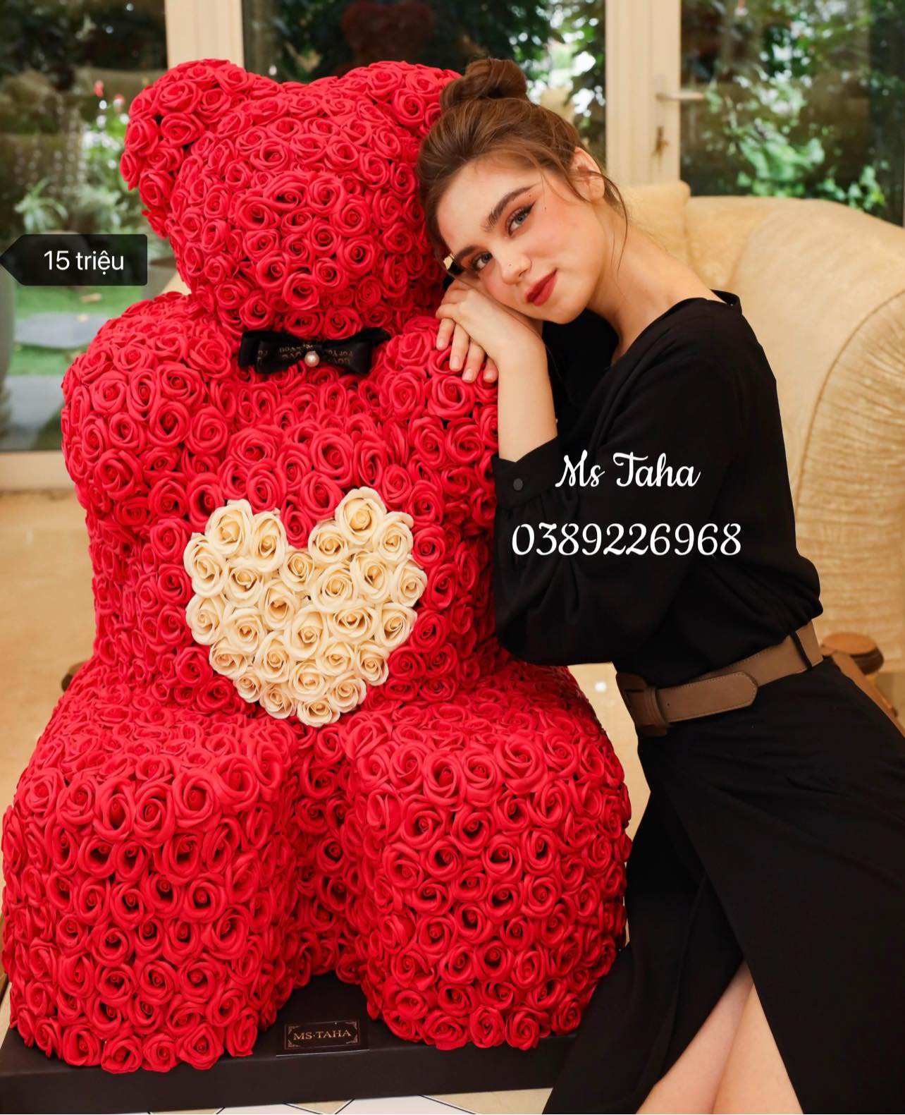 Hoa Gấu Teddy Trái Tim 15X