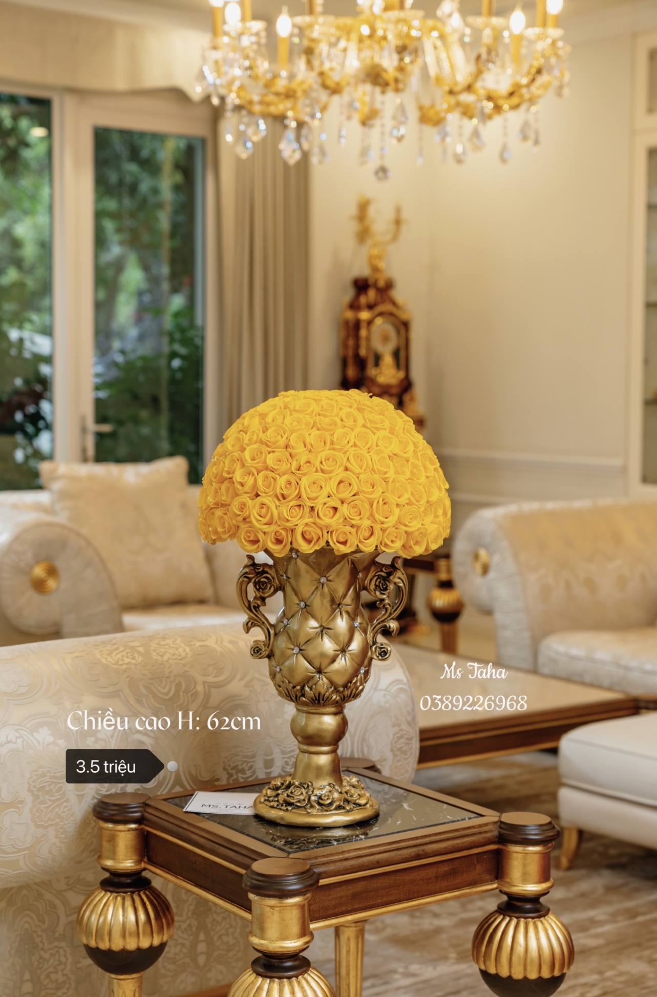 Bình Hoa Hồng Châu Âu 3.5X- Vàng