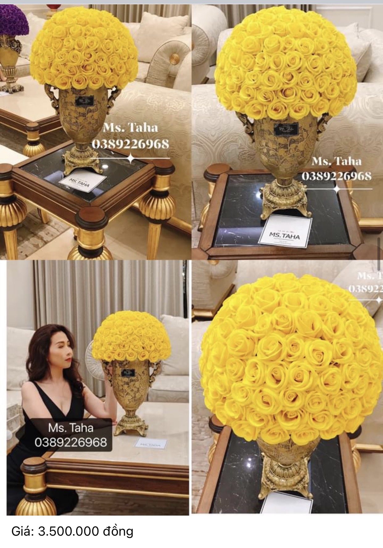 Bình Hoa Hồng Châu Âu 3.5X- Vàng