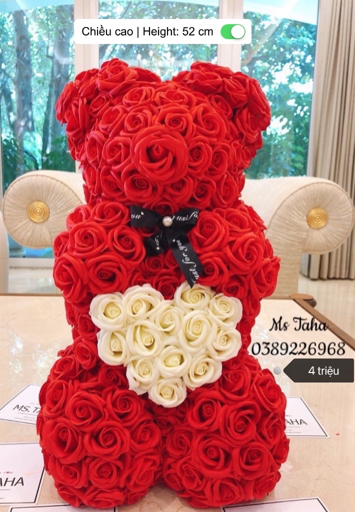 Hoa Gấu Teddy Trái Tim 4X