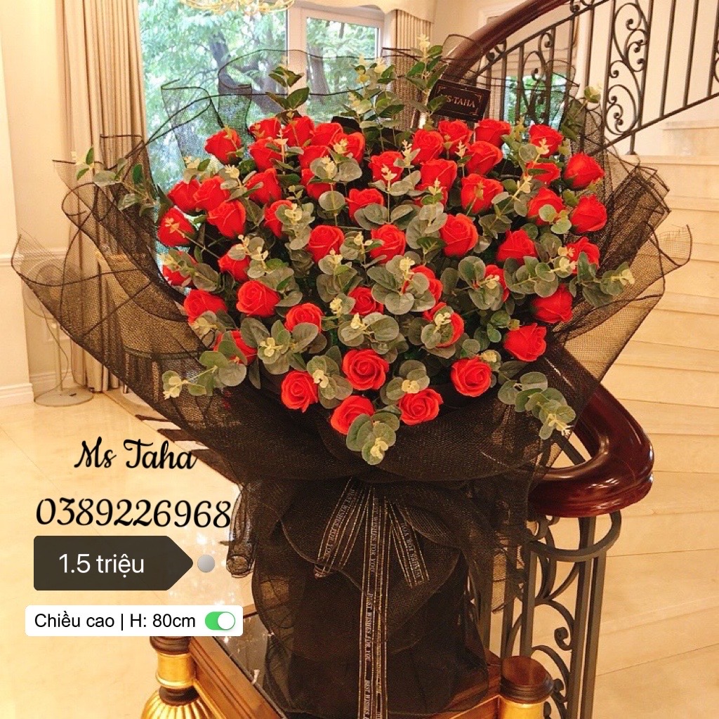 Bó hồng tim lá 1.5X Đỏ