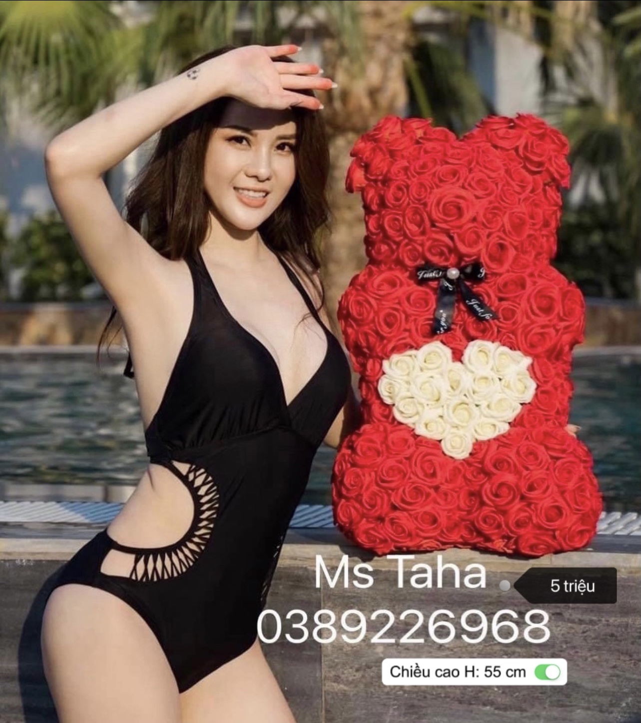 Hoa Gấu Teddy Trái Tim 5X