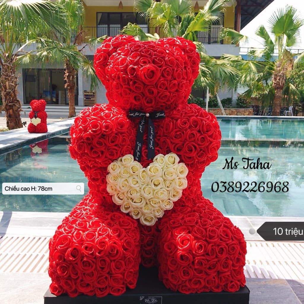 Hoa Gấu Teddy Trái Tim 10X