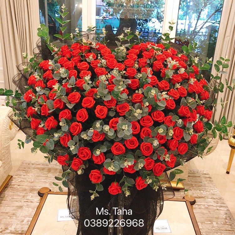 Bó hồng tim lá 4X