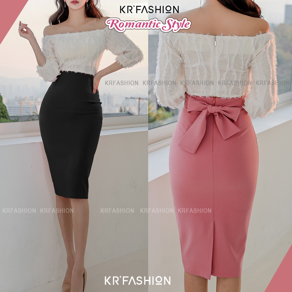 Chân váy thiết kế SK240- KRFashion Thắt Nơ phía sau đẹp tinh tế, sang trọng  Váy đi làm công sở, dự tiệc cao cấp Hàn Quốc