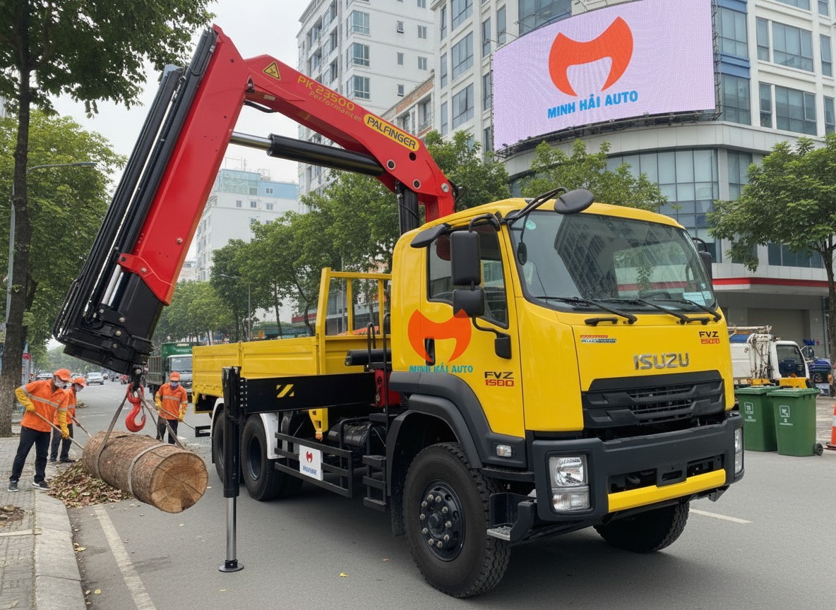 Isuzu FVZ34 3 chân gắn cẩu Palfinger 10 tấn PK 23500C- 1