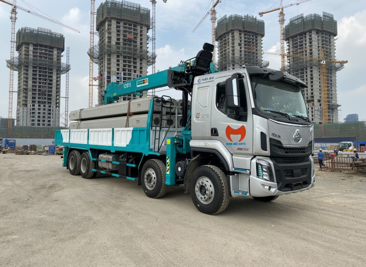 Chenglong 4 chân gắn cẩu Hyundai Everdigm 12 tấn 5 đốt - 2