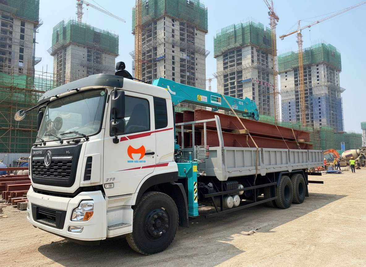 Dongfeng 3 chân gắn cẩu Hyundai Everdigm 8 tấn 6 đốt