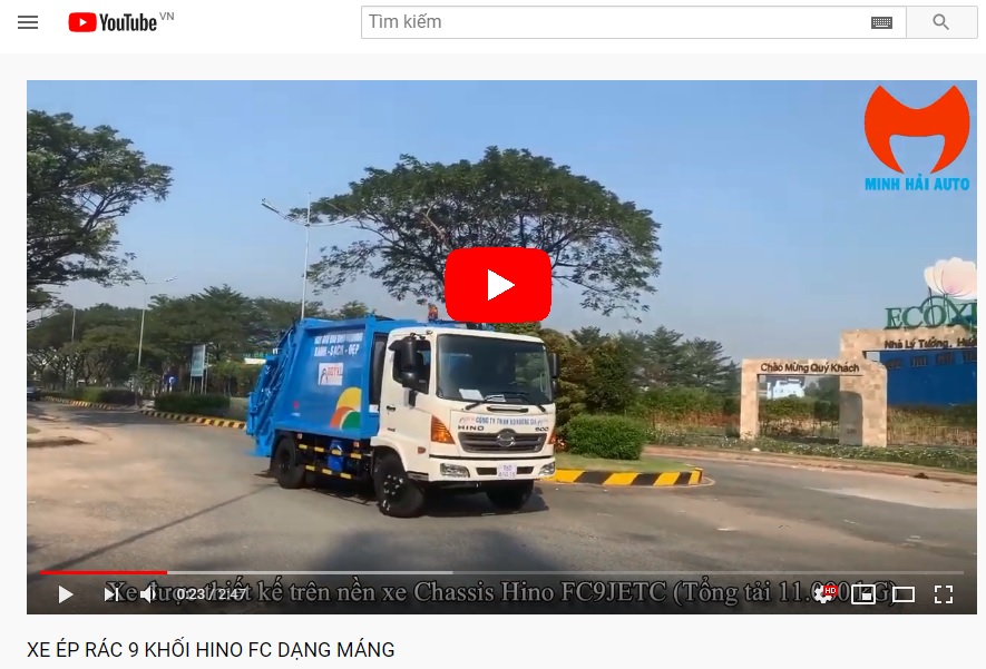 Video giới thiệu xe ép rác 9 khối Hino FC made by Minh Hải Auto