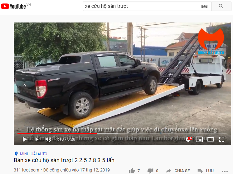 Clip xe chở xe sàn trượt Isuzu 2.5 tấn và dòng xe khác