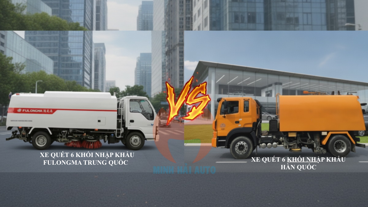 Xe quét đường hút bụi rác 6 khối nhập khẩu