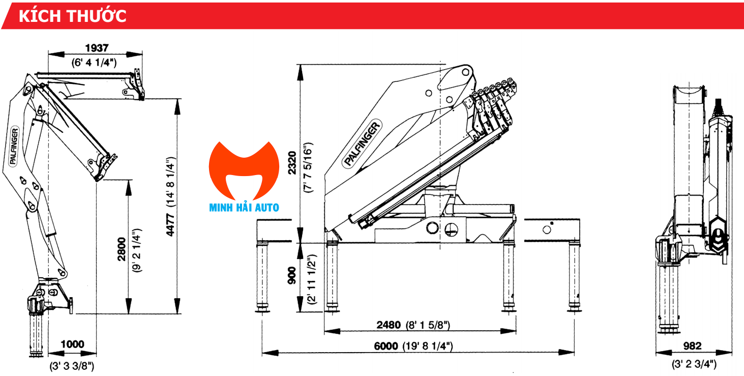 Kích thước lắp đặt cẩu PK 32080
