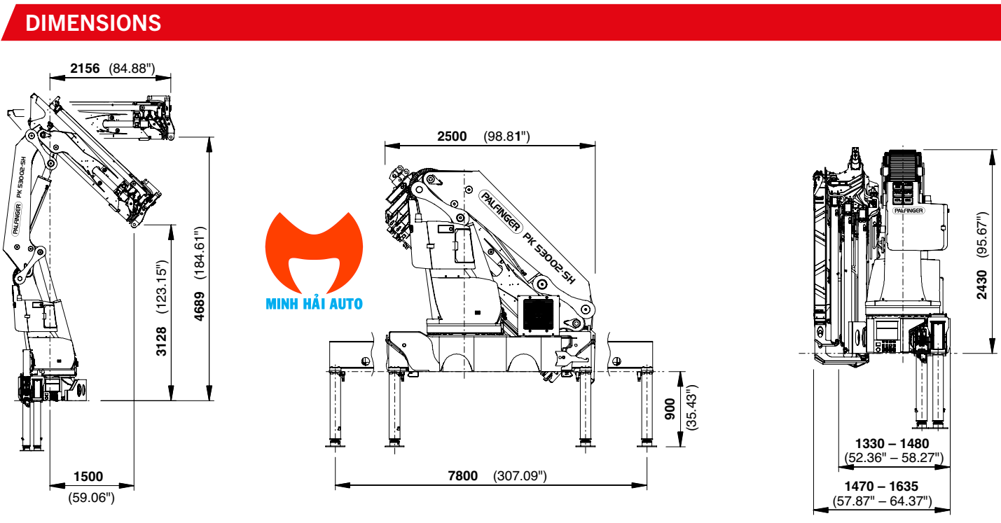 Kích thước lắp đặt cẩu PK 53002