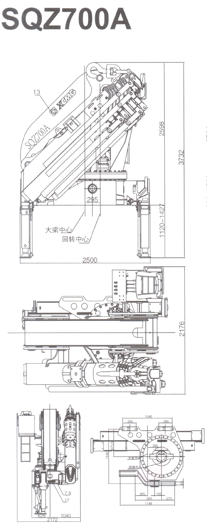 Kích thước lắp đặt cẩu gấp 25 tấn XCMG