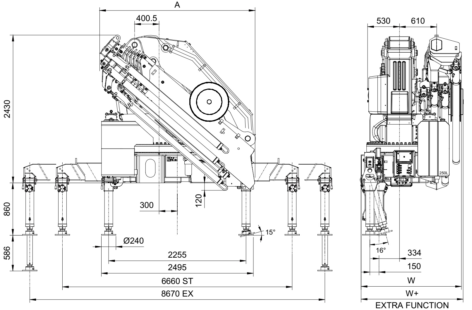 CẨU GẤP KHÚC FERRARI 9601C 22 TẤN- KÍCH THƯỚC