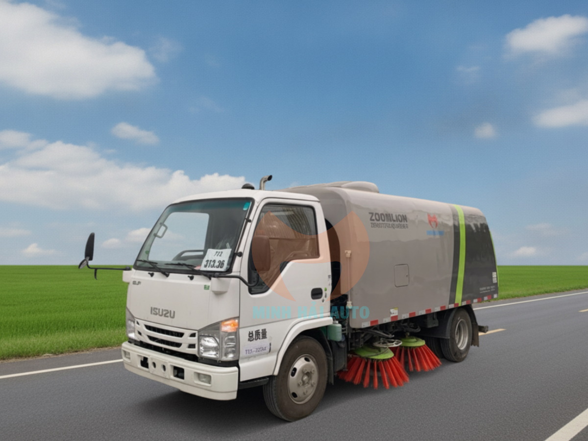Xe quét đường hút bụi rác 5 khối Zoomlion Isuzu cao cấp - 1