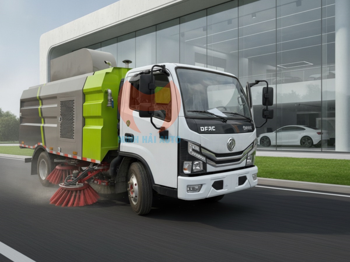 Xe quét đường hút bụi rác 5 khối giá rẻ Dongfeng- 2
