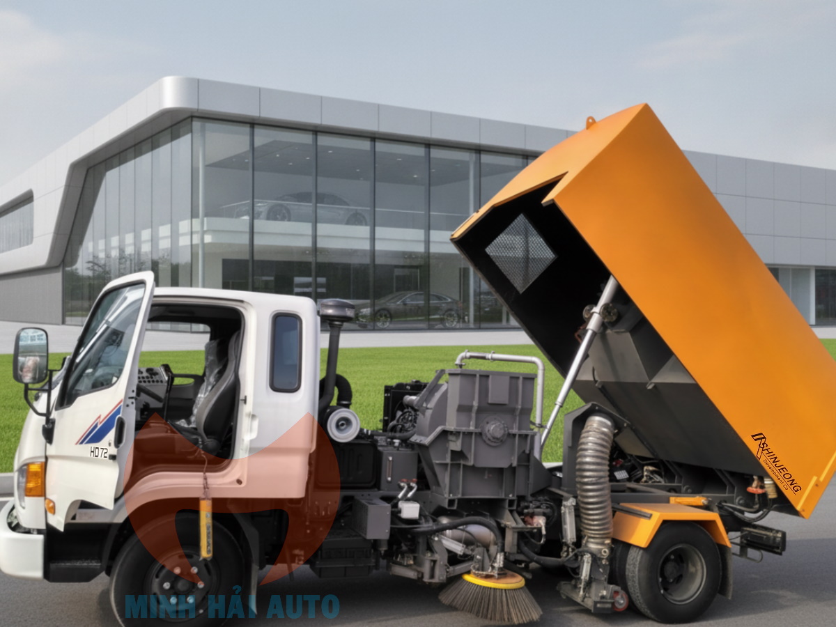 Cấu tạo Xe quét đường hút bụi rác 3 khối nhập khẩu Hàn Quốc