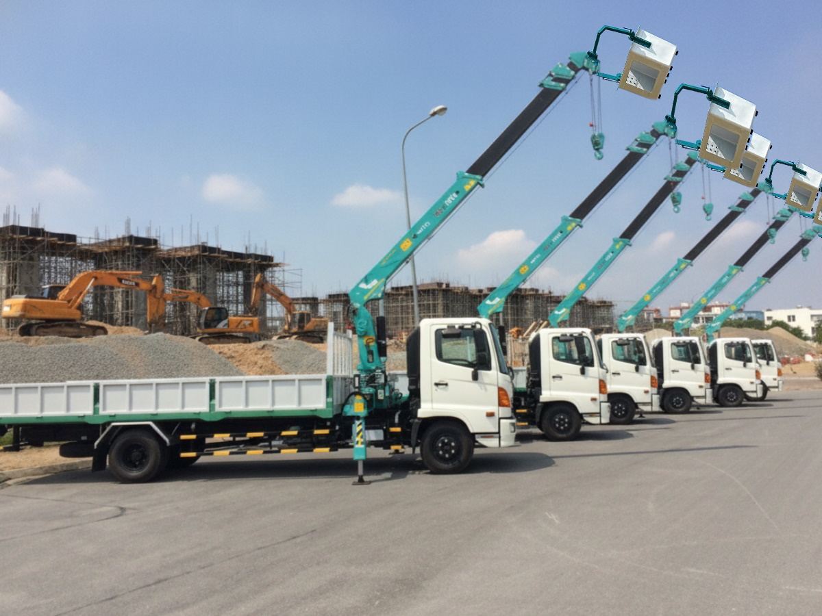 Xe tải gắn cẩu tự hành 3t có giỏ nâng người 12m
