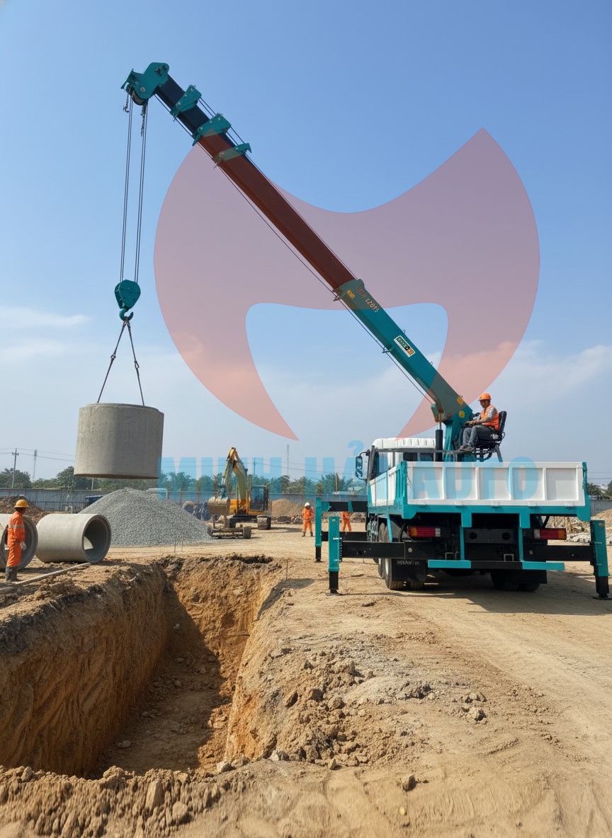 Xe tải gắn cẩu tự hành 12 tấn Chenglong 4 chân- Hyundai Everdigm HLC-12015-1