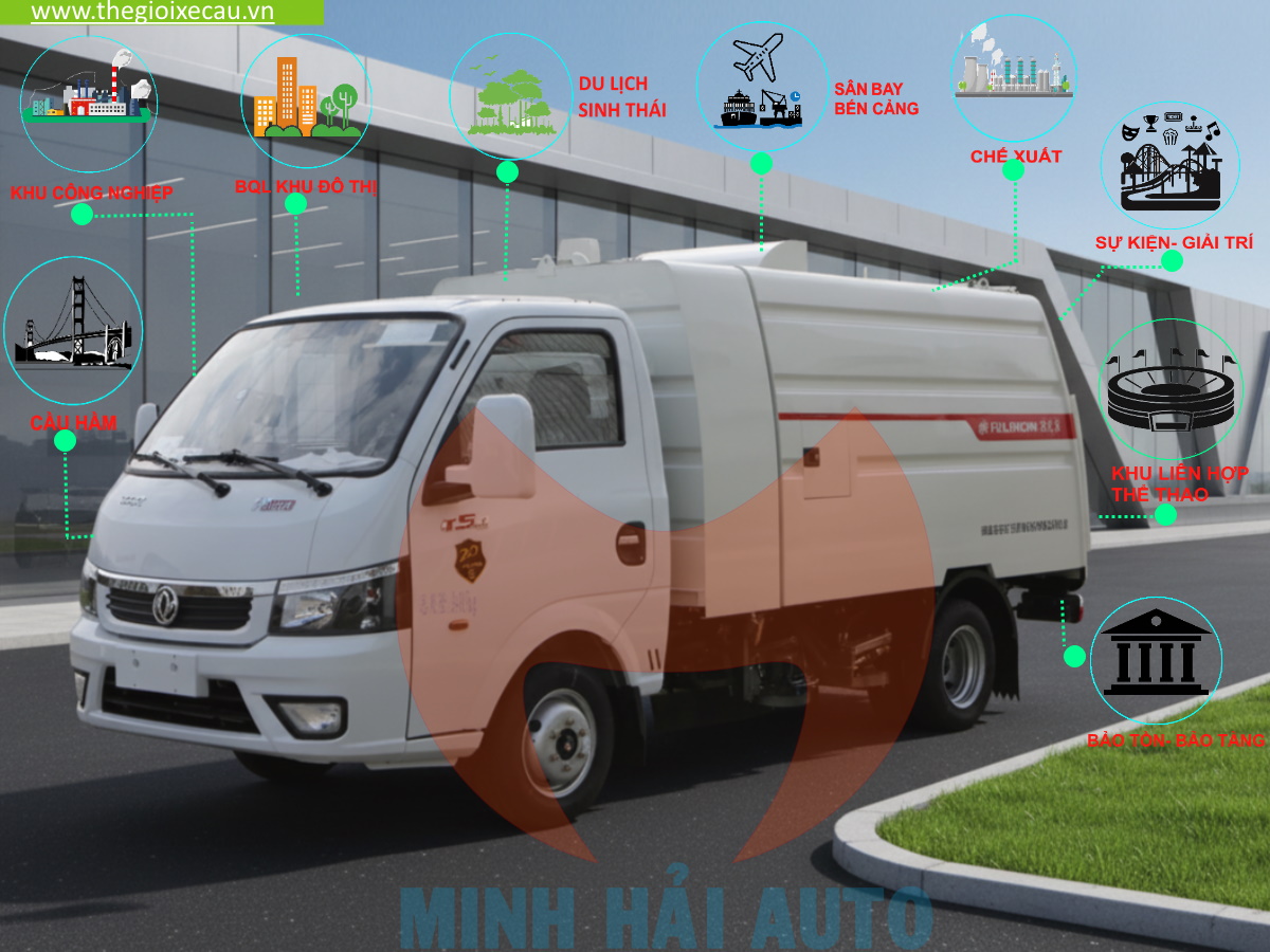 Ứng dụng Xe quét đường hút bụi rác 2 khối