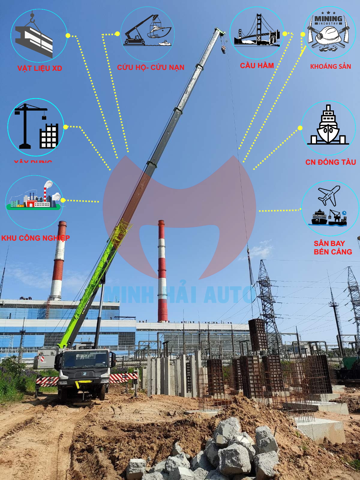 Ứng dụng cẩu bánh lốp 30 tấn Zoomlion trong các lĩnh vực
