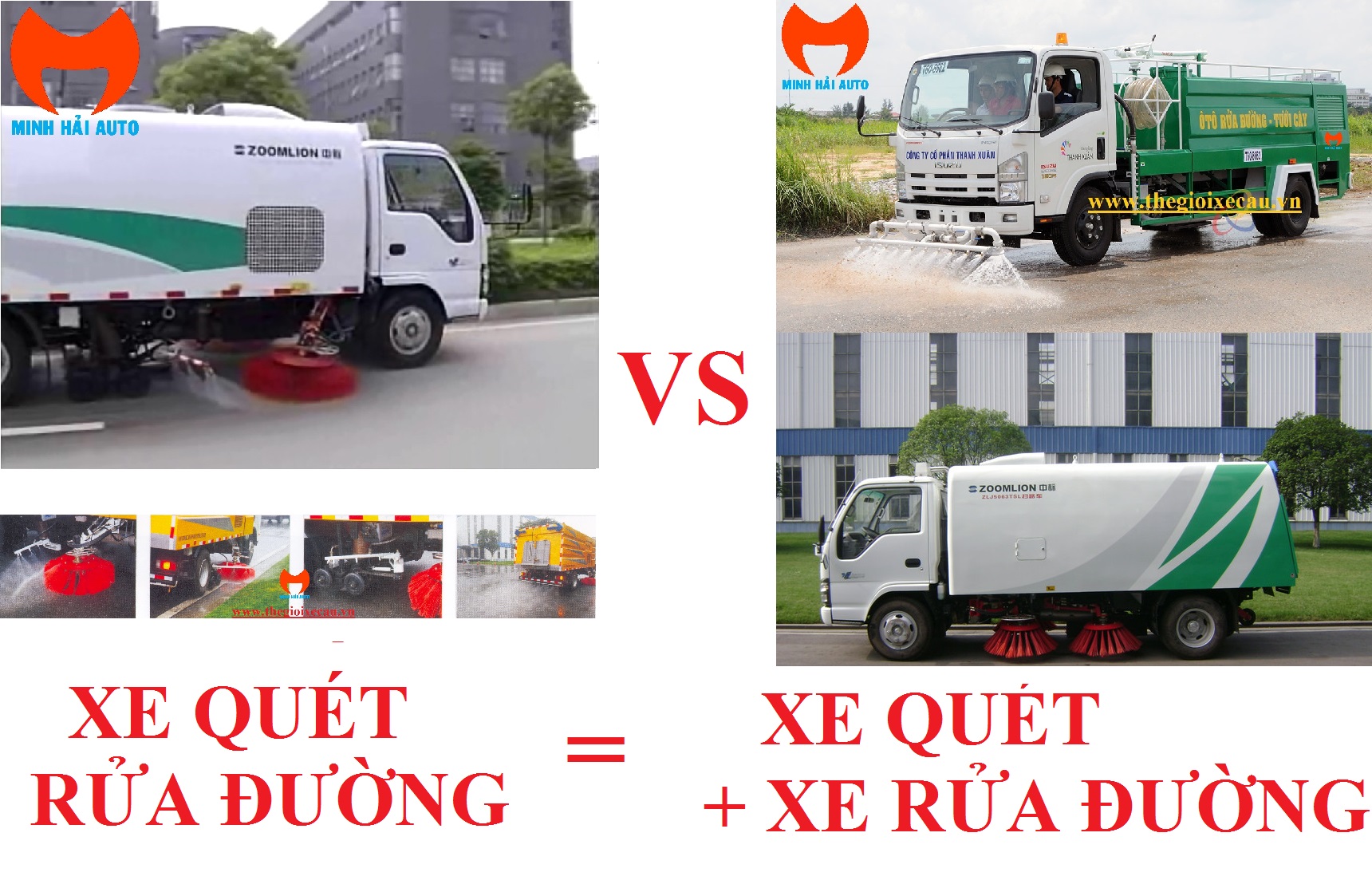 Xe quét rửa đường là sự kết hợp giữa xe quét và xe rửa đường