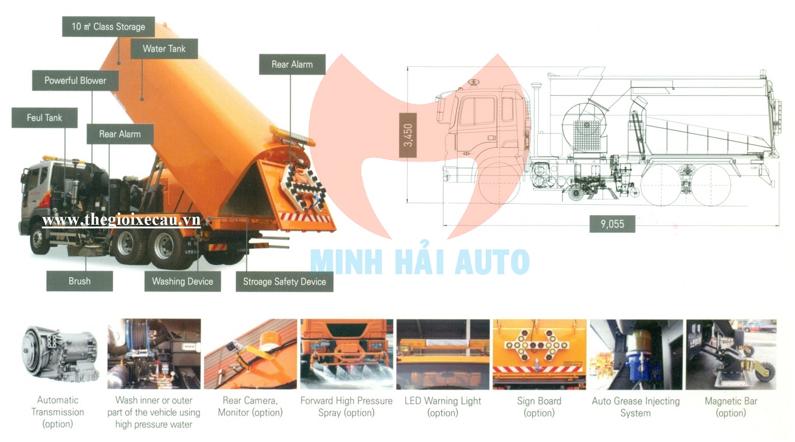 Xe quét đường hút bụi rác 10 khối Retech