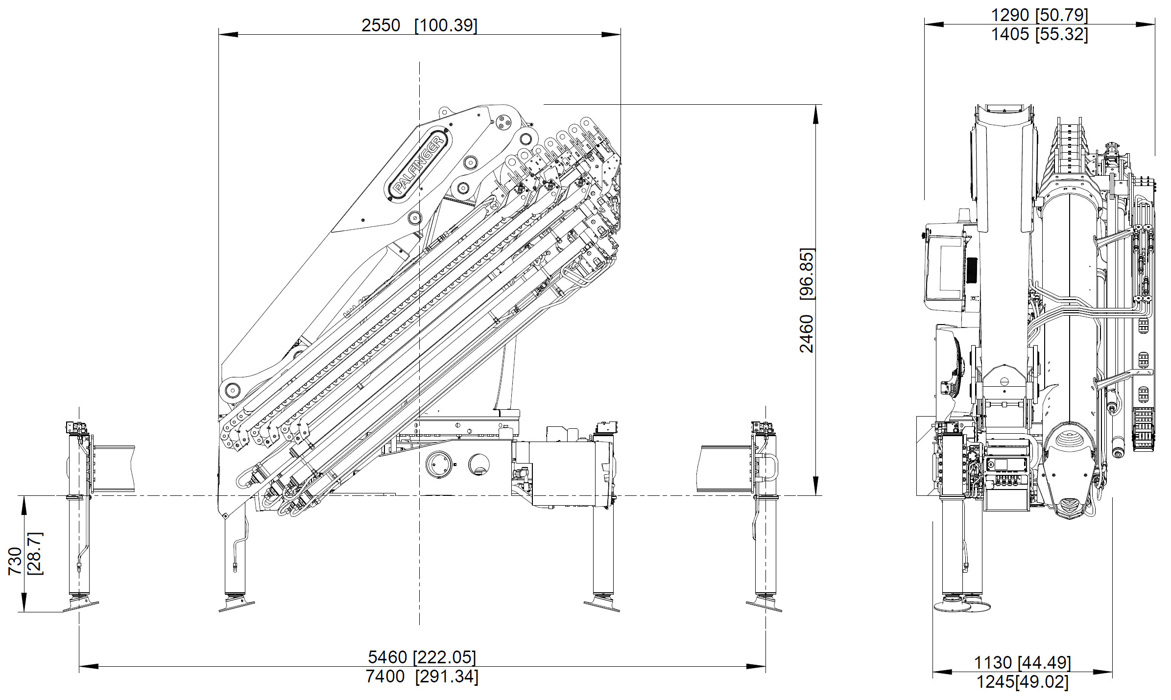 CẨU GẤP KHÚC PALFINGER PK 370 TEC 1O TẤN- KÍCH THƯỚC