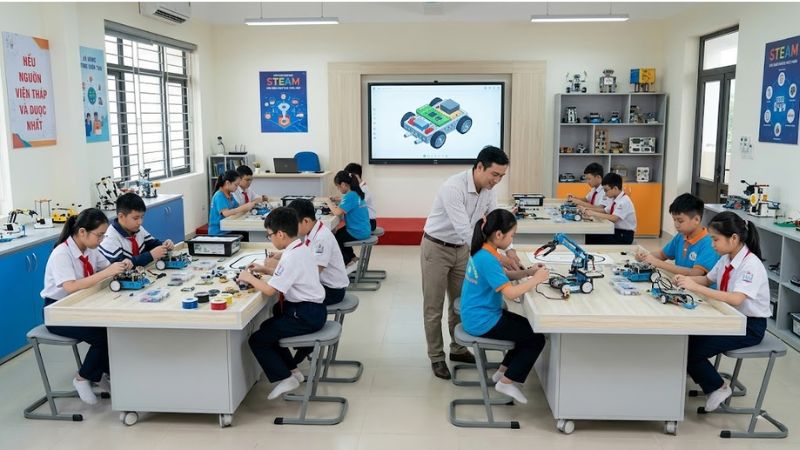 Phòng học công nghệ steam lắp rap robot 36 học sinh