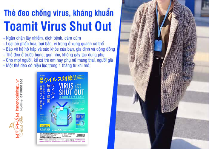 Thẻ đeo chống virus, kháng khuẩn Toamit Virus Shut Out - Nhật Bản