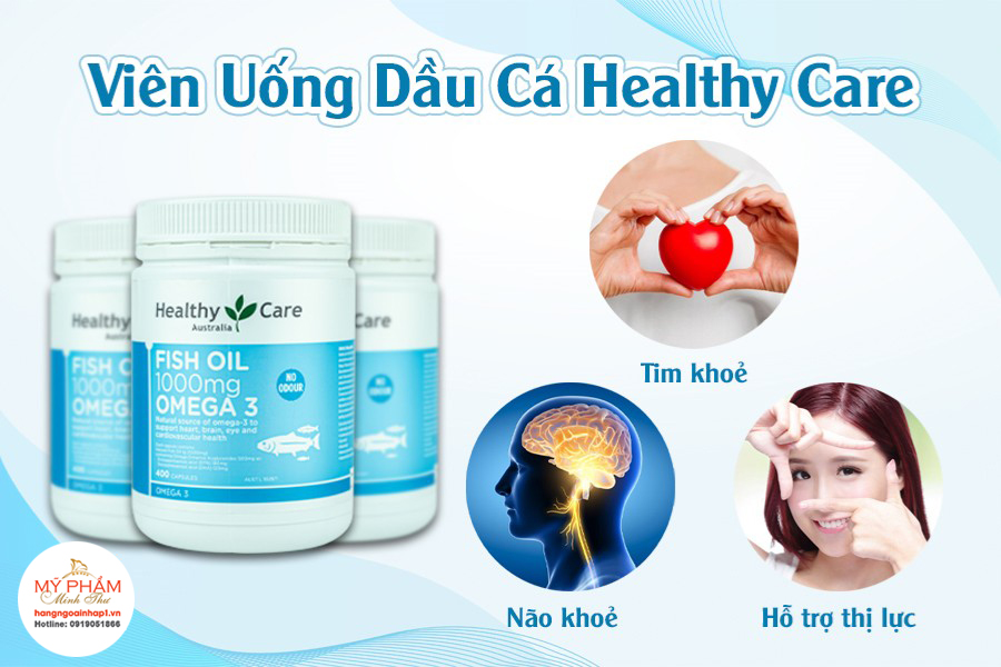 Viên uống Dầu cá tự nhiên Fish Oil Healthy Care Omega-3 1000mg - Úc