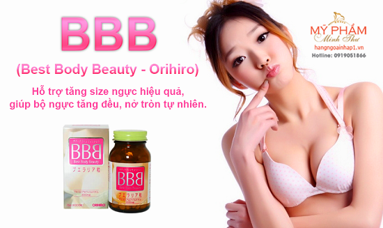 Viên uống nở ngực BBB Orihiro Best Beauty Body - 300 viên Được bào chế từ 100% thành phần thảo dược thiên nhiên, giúp nở ngực, nâng ngực tự nhiên, làm săn chắc vòng 2 cho các chị em phụ nữ sau sinh, người chơi thể thao thường xuyên, làm thon gọn bầu ngực