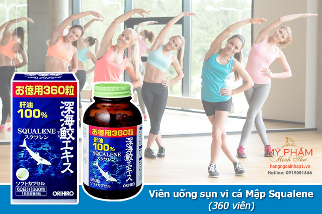 Viên uống sụn vi Cá Mập Squalene Orihiro 360 viên - Nhật Bản được chiết xuất từ sụn cá mập đông khô chứa dầu gan cá mập 96% công dụng hỗ trợ điều trị bệnh xương khớp, tốt cho tim mạch và mắt, sản phẩm chứa nhiều acid béo Omega-3 EPA giúp cải thiện làn da,