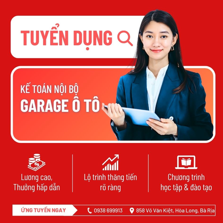 TUYỂN DỤNG KẾ TOÁN - TRUNG TÂM CHĂM SÓC Ô TÔ VUNGTAUCAR