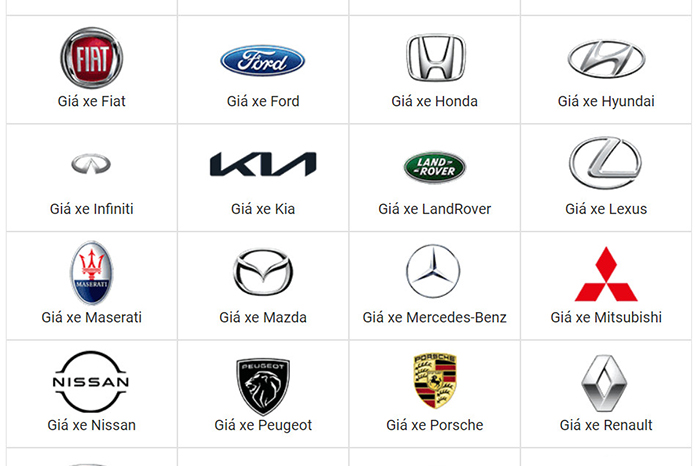 Bảng giá xe Ô tô các hãng tại Bà Rịa Vũng Tàu