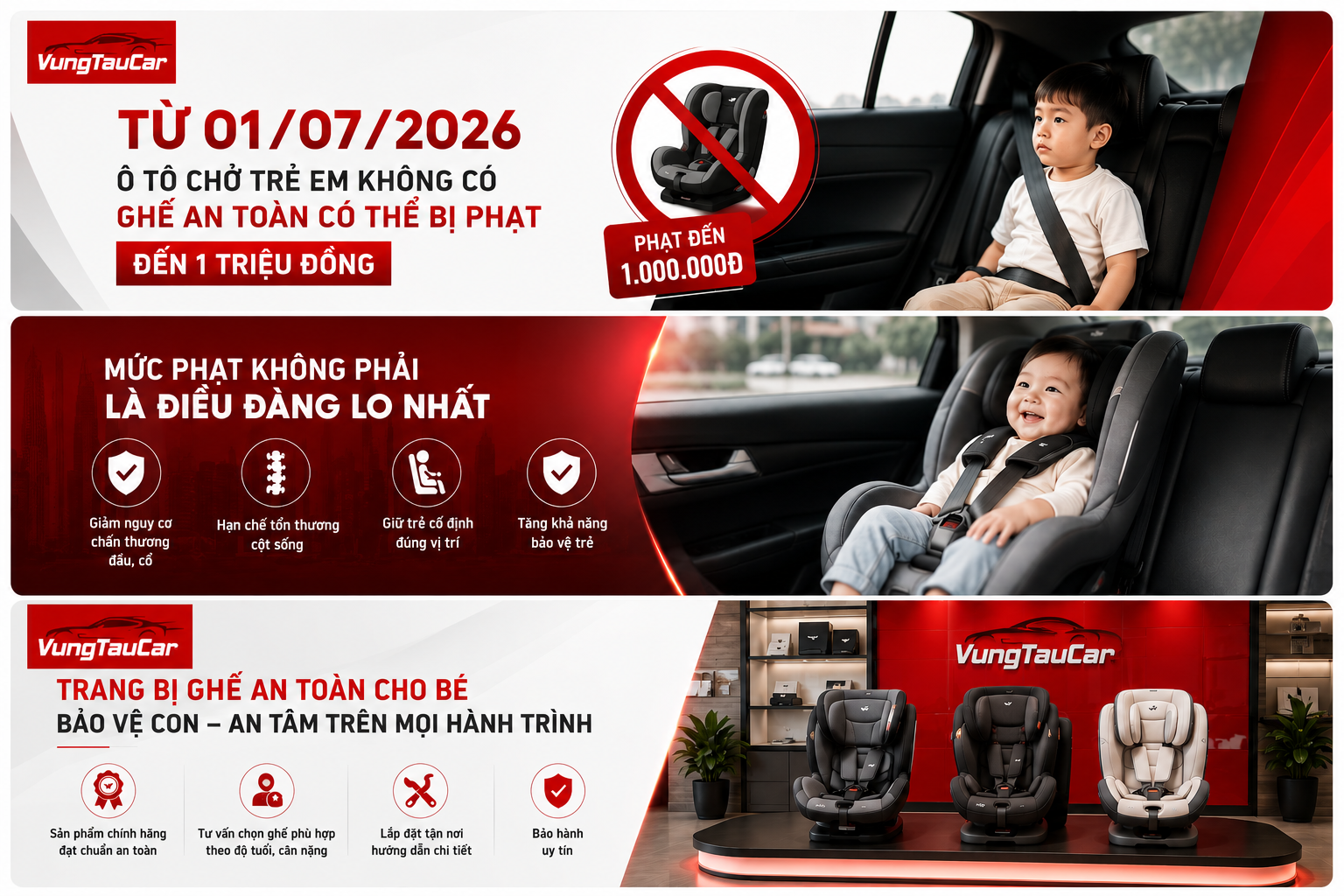 Từ 01/07/2026, Ô Tô Chở Trẻ Em Không Có Ghế An Toàn Có Thể Bị Phạt Đến 1 Triệu Đồng