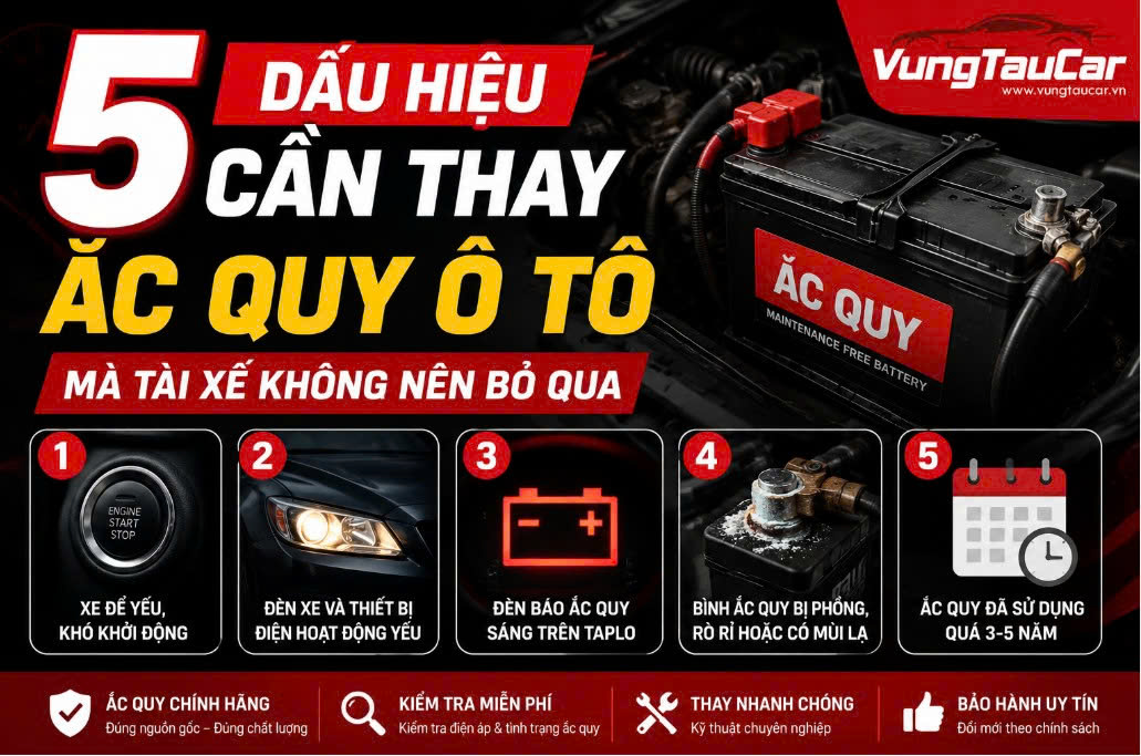 5 Dấu Hiệu Cần Thay Ắc Quy Ô Tô Mà Tài Xế Không Nên Bỏ Qua