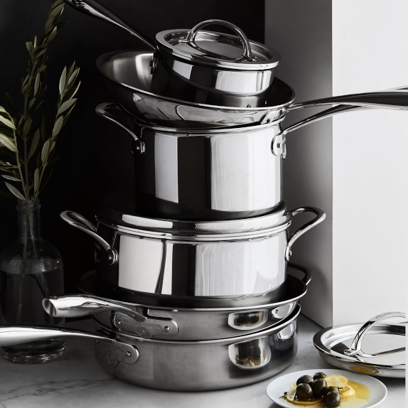 Bộ Nồi Inox 430 Và Chảo Chống Dính Inox 3 Đáy Bếp Từ Quai Silicon 3 Chiếc Fivestar