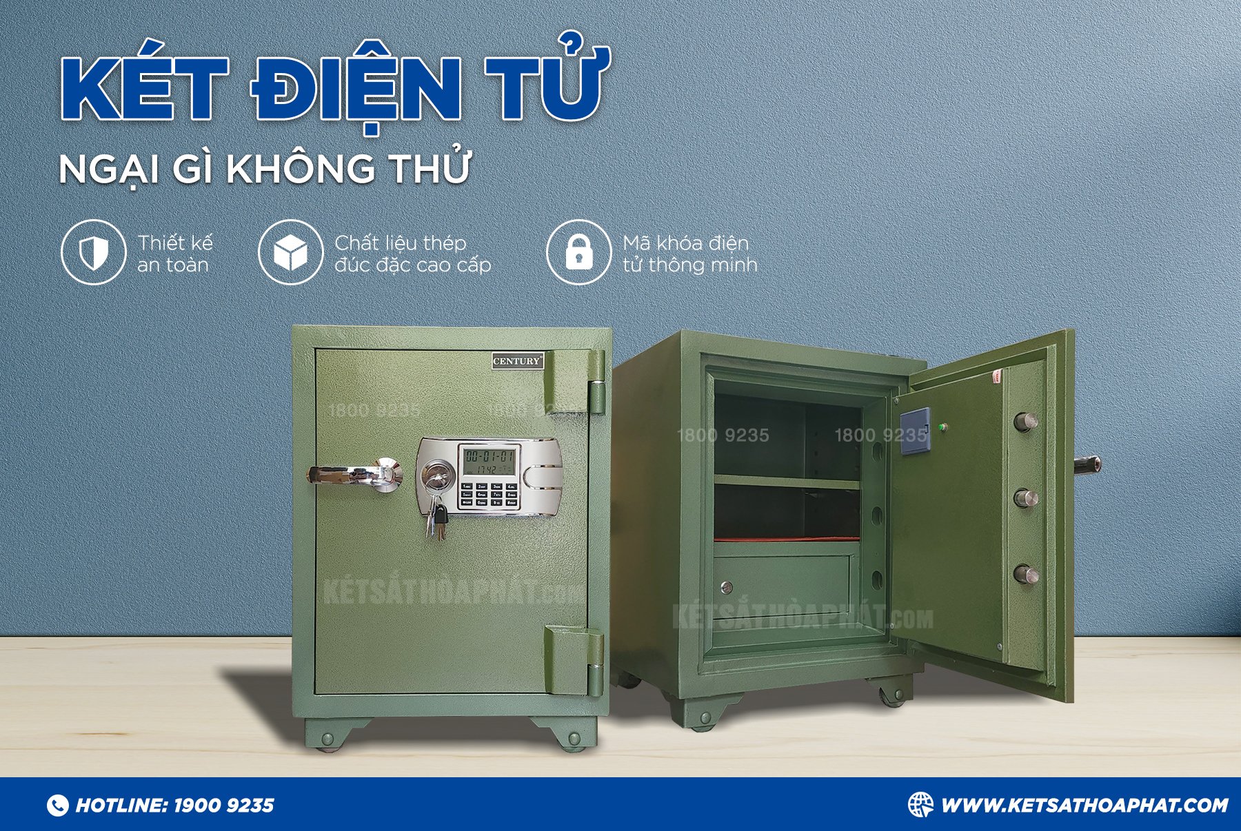 Két Sắt Century Hoà Phát Điện Tử KV45DT Gia Đình Chống Cháy