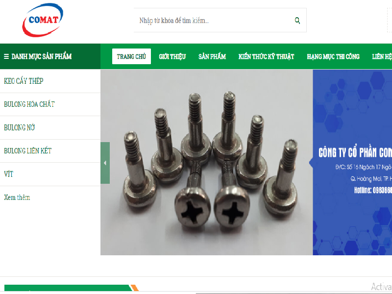 bảng giá bu lông nở chi tiết