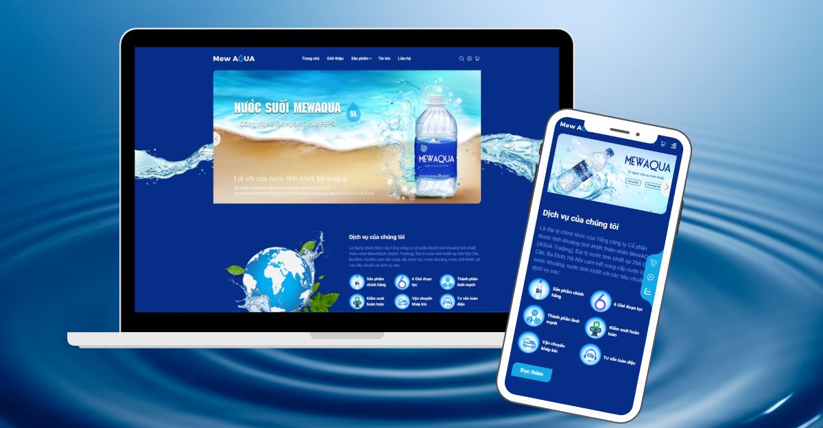 MewTheme giới thiệu mẫu giao diện mới MewAQUA - Giao diện giới thiệu sản sẩn phẩm nước - đồ uống tiêu dùng cho các đơn vị đại lý