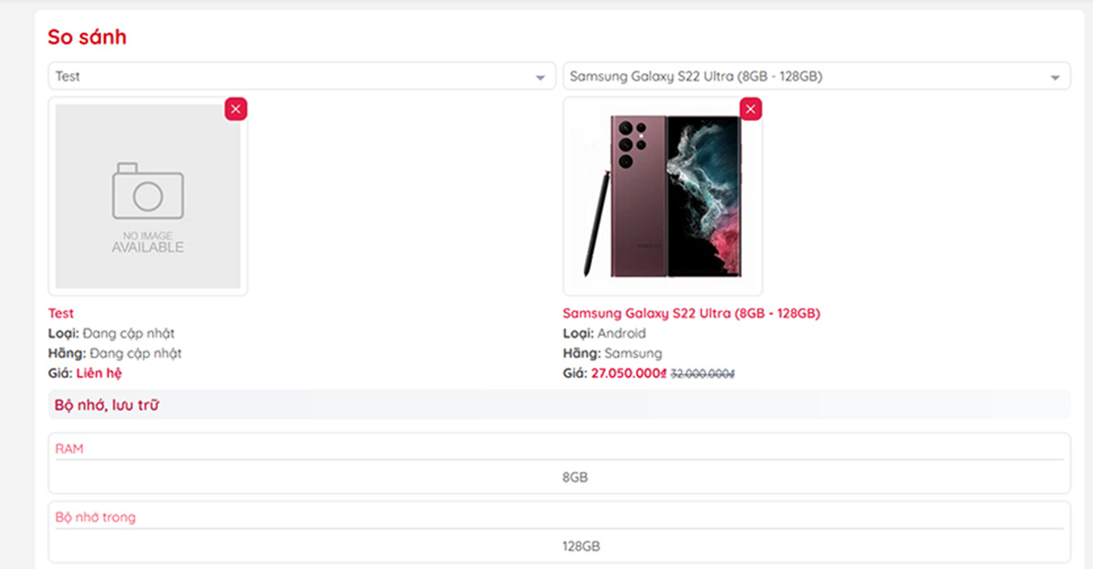 Hướng dẫn sử dụng tính năng so sánh