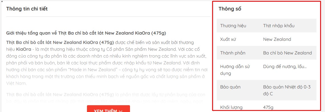 Thông số sản phẩm