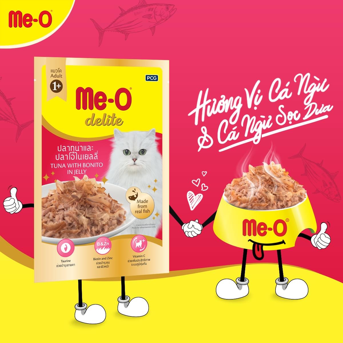 Pate Me-O Delite Tuna with Bonito in Jelly [Cá Ngừ & Cá Ngừ Sọc Dưa] 70g