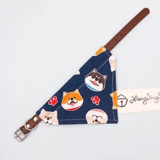 Vòng Cổ Da & Khăn Choàng Cún Paws Xanh Dương