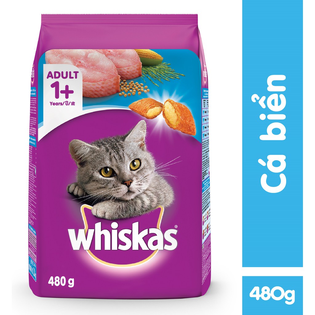 Hạt Mèo Whiskas Adult Cá Biển Ocean Fish 400g