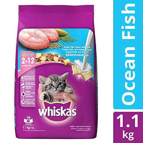 Hạt Mèo Whiskas Junior Cá Biển Ocean Fish 1.1kg