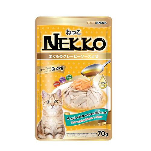 Pate Nekko Tuna topping Salmon in Gravy 70g