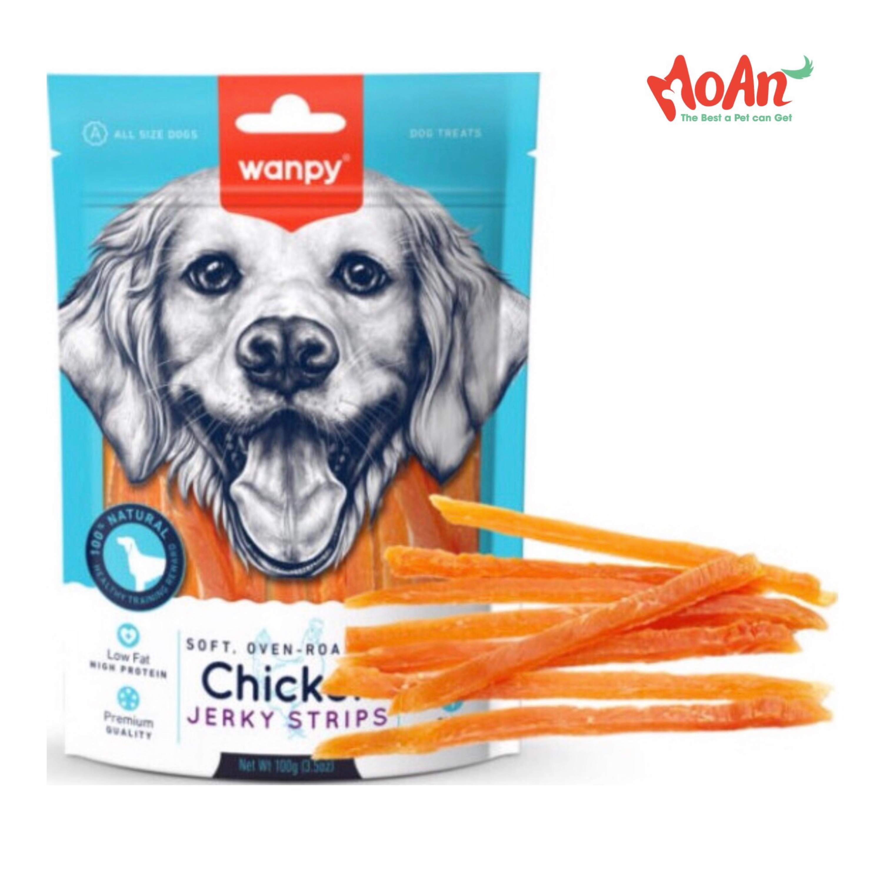 Ức Gà Sấy Mềm Wanpy Soft Chicken Jerky Strips 100g